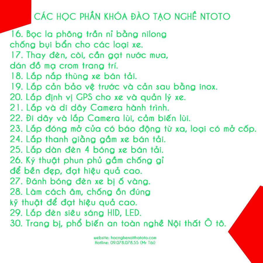 Đào tạo nghề nội thất ô tô